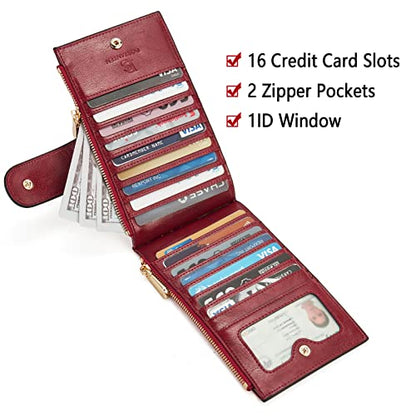BOSTANTEN Leather Womens Wallet Large RFID Blocking Slim Card Holder - color: 5-Wine-Red