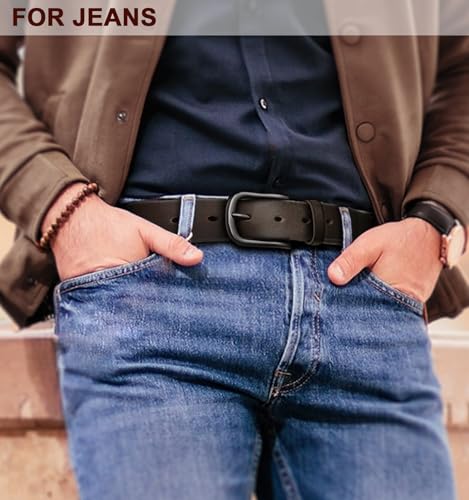 BULLIANT Men Belt Multi Pack,Leather Belt For Gift Men Golf Dress Casual Jean 7Holes 1 3/8" - color: Deep Brown4676, size: 48"-50"Waist Adjustable