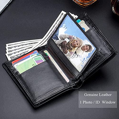 BULLCAPTAIN Large Capacity Genuine Leather Wallet for Men QB-027 - color: Black