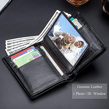 BULLCAPTAIN Large Capacity Genuine Leather Wallet for Men QB-027 - color: Black