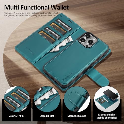 Shieldtop Compatible with Magsafe Magnetic 2 in 1 Detachable iPhone 12 Pro Wallet Case with Card Holder Credit Slots Men Women,PU Leather RFID Blocking Flip Kickstand for Apple 12 6.1",Blue Green - color: Blue Green, size: iPhone 12 - 6.1"/iPhone 12 Pro -