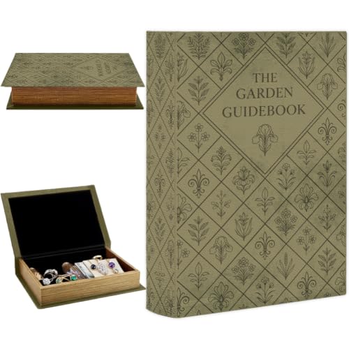 Vintage Book Storage Box 9.1 x 5.9 x 2 Inch Book Trinket Box Retro Plants Pattern Decorative Storage Organizers for Jewelry Trinket Wedding Keepsake Photos Home Office Bookshelf Decoration - color: Plants