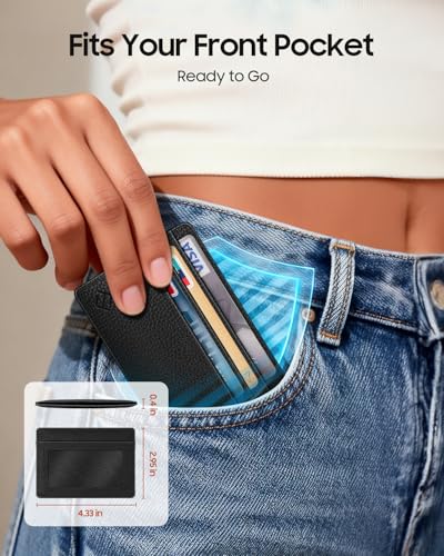 FINTIE Slim Minimalist Front Pocket Wallet RFID Blocking Credit Card Holder - color: Black