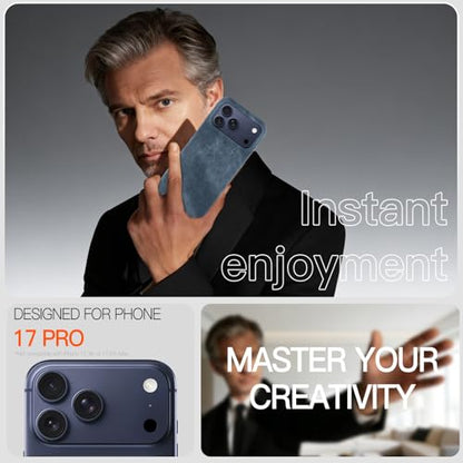 Phone Case for iPhone 17 Pro,Dark-Blue | Magnetic Case, Compatible with Magsafe - Denim Fabric - Slim Fit & Soft Feel - color: Dark blue, size: iPhone 17 Pro