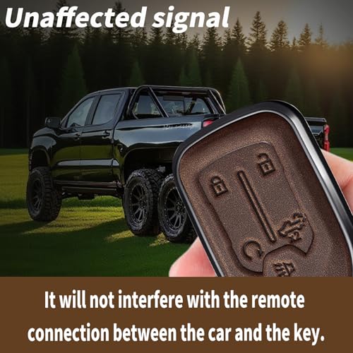 Key Fob Cover for 2019-2023 Sierra,Silverado 1500 2500HD(K-Brown) | Leather Key Case Shell Full Protection,Compatible with Acadia Terrain Yukon Tahoe Smart Remote 5 Buttons - color: K-brown