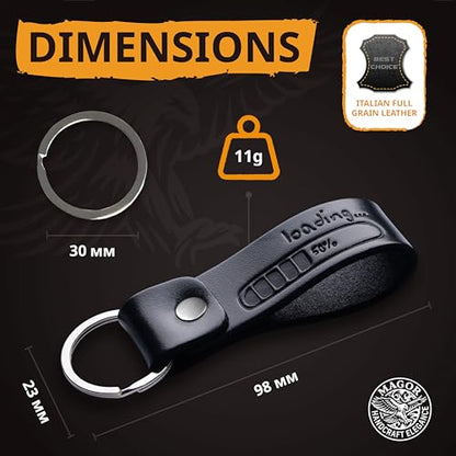 MAGOR Handmade Full Grain Leather Keychain Genuine Leather Car Keyring with Hot Embossed Design Gift for Him or Her - color: Biker