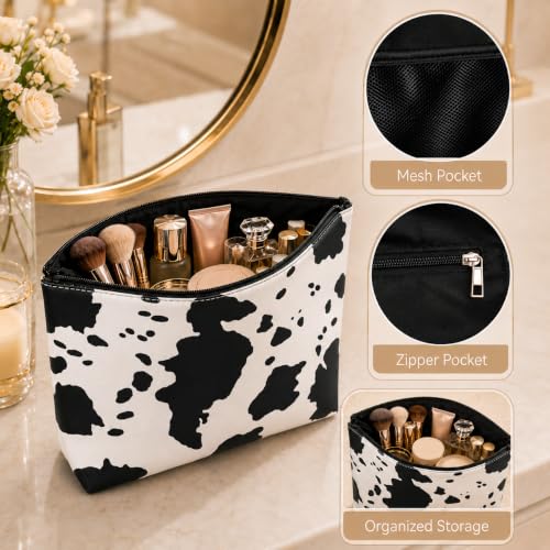 3PCS PU Leather Makeup Bag, Large Travel Cosmetic Pouch, Cute Toiletry Organizer for Women, Set of 3 - color: White-3pc