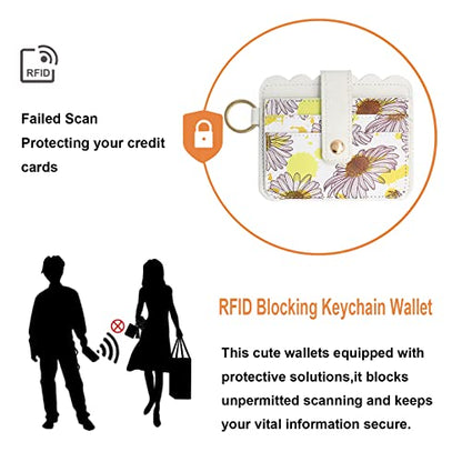 Keychain Wallet Wristlet Small Credit Card Holder Bracelet Key Chain Purse Bangle Tassel Beads Key Rings for Women - color: 03-rfid Beige