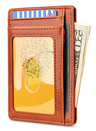 Buffway Slim Minimalist Front Pocket RFID Blocking Leather Wallets for Men and Women - Alaska Brown - color: Alaska Brown