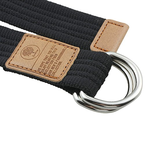 moonsix Canvas Web Belts with D-ring Buckle for Men, Army Green | Adjustable Military Style Double D Ring Men's Casual Belt - color: C-black(style 1), size: fit 32-40" Waistline