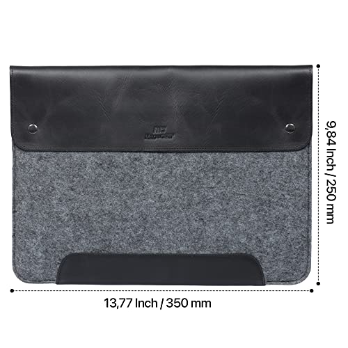 MegaGear Genuine Leather & Fleece Case Compatible with MacBook Pro 14 (M5, M4, M3, M2, M1) & MacBook Air 13.6, 13 (M5, M3, M2, M1) - 13-14 Inch, 2020-2026 - Gray - color: Gray, size: 13–14 Inches