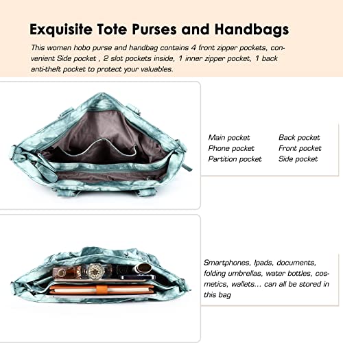 Angel Kiss Large Purses for Women Soft PU Leather Hobo Bag for Women Shoulder Bags - color: 10#blue Green