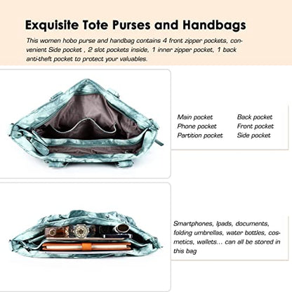 Angel Kiss Large Purses for Women Soft PU Leather Hobo Bag for Women Shoulder Bags - color: 10#blue Green