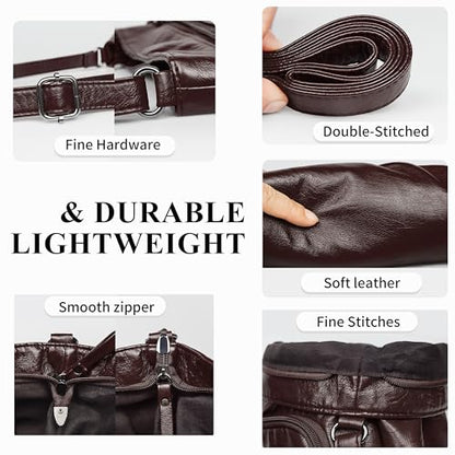 Crossbody Purses for Women Soft Vegan Leather Cross Body Handbag Lightweight Medium Shoulder Purse Travel Casual Bag - color: Coffee