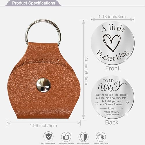 OUMILAN Pocket Hug Token Inspirational Keychain for Men Women | Double Sided Engraved Message Keychain ,Great Little Gifts - color: Gift for Wife