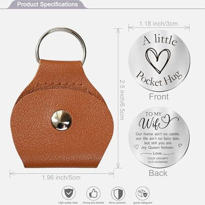 OUMILAN Pocket Hug Token Inspirational Keychain for Men Women | Double Sided Engraved Message Keychain ,Great Little Gifts - color: Gift for Wife