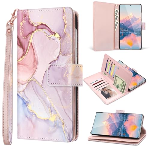Fingic for Samsung Galaxy S26 Ultra Wallet Case with Card Holder Kickstand | PU Leather Detachable Wrist Strap Shockproof Protective Flip Phone Case for Women for Galaxy S26 Ultra 6.9" 2026, Rose Gold