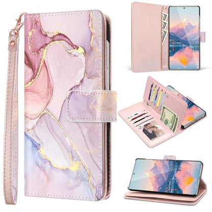 Fingic for Samsung Galaxy S26 Ultra Wallet Case with Card Holder Kickstand | PU Leather Detachable Wrist Strap Shockproof Protective Flip Phone Case for Women for Galaxy S26 Ultra 6.9" 2026, Rose Gold