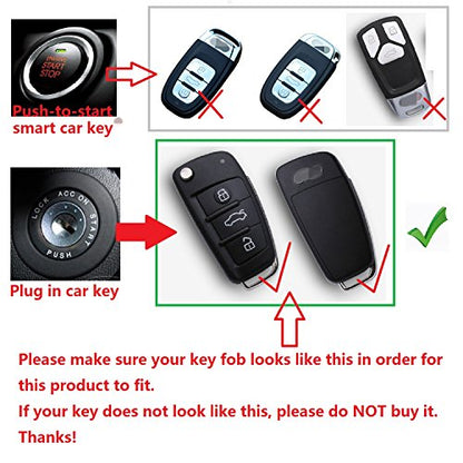 Soft Silicone Rubber Carbon Fiber Texture Case for Audi Flip Car Remote Key Fob Cover for Audi A1 A3 A4 A6 A8 Quattro Q2 Q3 Q7 R8 RS3 RS6 S3 S6 TT TTS Remote Key - Black - Weave Keychain - color: Black - Weave Keychain