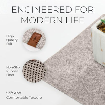 Nordik Felt Desk Mat - Large Felt Desk Pad - Stone Oat Beige 35 x 17 in | Premium Desk Matt for Desktop, Full Desk Keyboard Mouse Pad, High Quality Felt and Non-Slip Rubber Liner for Home and Office - color: Stone Oat