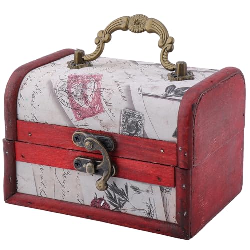 Mini Vintage Wooden Jewelry Stroage Cases Retro Pirate Treasure Chest Keepsake Box Small European Decorative PU Leather Treasure Box with Handle for Jewelry Pearl Trinkets Birthday Gifts - color: Colorful 4