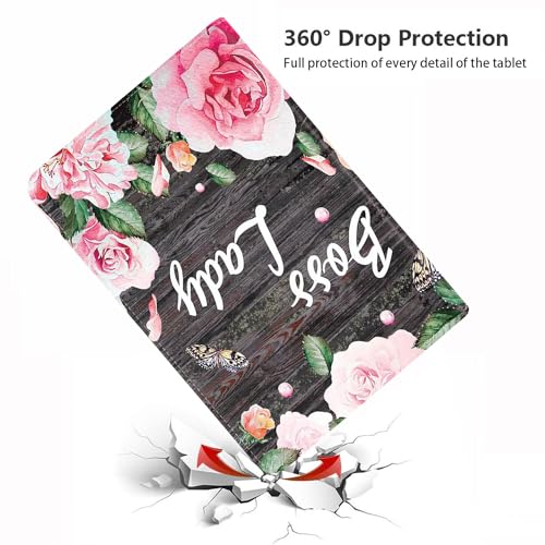Case for Samsung Galaxy Tab A11 Plus 2025 / A9 Plus 2023 11 Inch, PU Leather Folio Case Smart Cover with Stand & Auto Wake/Sleep, Floral Quote Boss Lady - color: Floral Quote Boss Lady