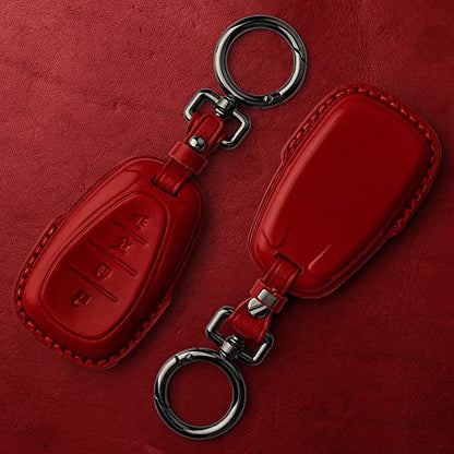 Tukellen Compatible with Chevrolet Leather Key Fob Cover,fit Cruze Volt Bolt Camaro Equinox Sonic Trax Traverse Smart Remote Key, For Leather Key case-Red - color: Red, size: 4 buttons