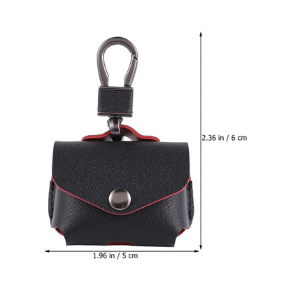 Mikikit Leather Bag for Wireless Earphone Case Case Leather with Keychain Snap Closure Protective Cover Hollow Bottom Charging Access Carrying Pouch for - color: Black