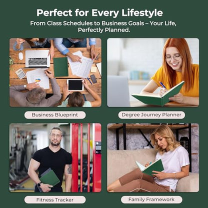 Weekly Monthly 2026-2027 Planner (July 26-Dec 27),8.5"x6.5" | 18 Months Agenda Plan with Month Tabs & Pocket,Expenses/Note Pages, Academic Calendar with Vegan Leather Cover,Green - color: Green, size: Medium-8.5" x 6.5"