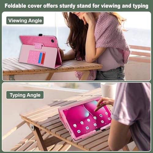 ACdream Case for T-Mobile Revvl Tab 2 10.1" Tablet 2025 Model:9185W(NOT FIT 2023 Revvl Tab 5G 10.36"), Folio Protective Slim Cover Leather Case,Magnetic Closure, Hand Strap, Card Slots, Glitter Pink - color: ***Glitter_Pink
