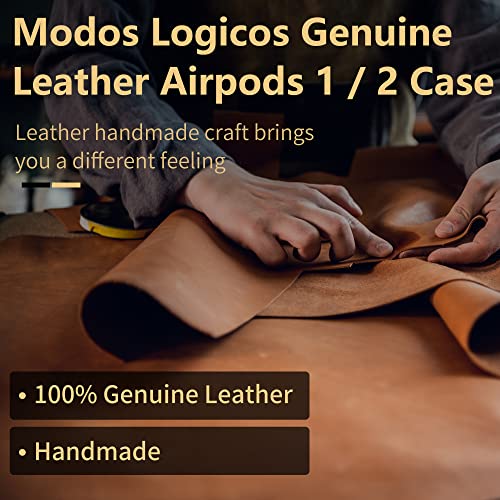 MODOS LOGICOS Charging Case Cover for Apple Air Pods, Genuine Leather Case with a Couple of Drooping Tassels for Apple AirPods 1/2 Charging Case - Black - color: Black(genuineleather)