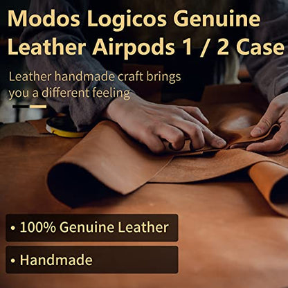 MODOS LOGICOS Charging Case Cover for Apple Air Pods, Genuine Leather Case with a Couple of Drooping Tassels for Apple AirPods 1/2 Charging Case - Black - color: Black(genuineleather)