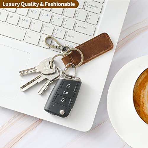 Jack&Chris Genuine Leather Car Keychain, Universal Key Fob Keychain, Leather Key Chain Holder for Men and Women, JC306 - color: Brown*5