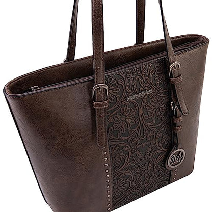 Montana West Tote Bag for Women Purse and Handbags Set Embossed Collection Purse 2Pcs Set - color: 2 Set-coffee#