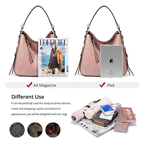 Hobo Crossbody Bag for Women, Designer Shoulder Purse Handbags - color: Pink-gun Black Hardware, size: Large-15.2 inch