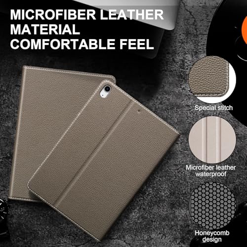 Leather Folio for iPad Air 11" M4/M3/M2 & 10.9" 5th/4th, Gray Brown | 2026-2024 & 2022-2020, Shockproof Smart Cover, Auto Wake/Sleep, Adjustable Stand, NOT for iPad 10th Gen - color: Gray brown