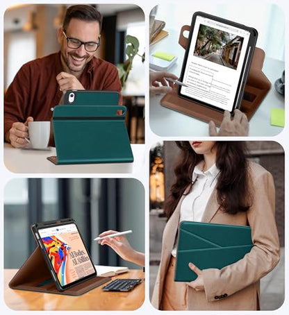 DTTO for iPad A16 Case, for iPad 11th/10th Gen Case (2025/2022), Green | 360 Degree Rotating Premium Faux Leather Folio Stand Cover with Pencil Holder for iPad 11th Generation 11 inch Case - color: Green