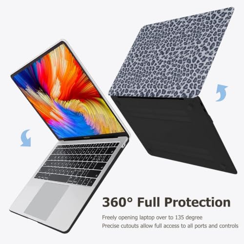 Case for MacBook Air 13 inch M5 2026-2022 M4 M3 M2 A3449 A3240 A3113 A2681 | Sparkly Leopard MacBook Air 13.6 Case, Glitter Cheetah Spots PU Leather Logo Cutout Case for Mac Book Air 13.6+Keyboard Cover - color: Black