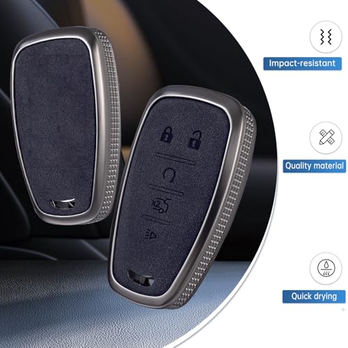 YO&YOYE Compatible with Chevy Key Fob Cover with Keychain Leather Key Case Protector for Chevrolet Equinox Malibu Cruze Camaro Tahoe Silverado Traverse Blazer Sonic (Black, 5 buttons) - size: Model1-black-5buttons