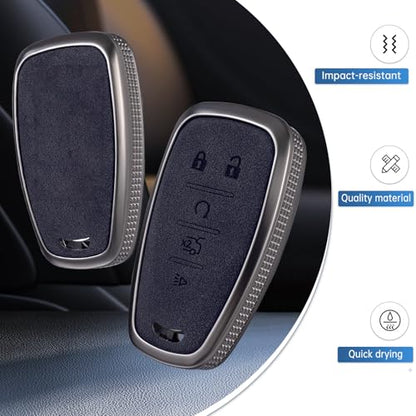 YO&YOYE Compatible with Chevy Key Fob Cover with Keychain Leather Key Case Protector for Chevrolet Equinox Malibu Cruze Camaro Tahoe Silverado Traverse Blazer Sonic (Black, 5 buttons) - size: Model1-black-5buttons