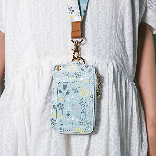 bolimoss Lanyard with Wallet,Zip ID Case with Lanyard,Lanyard Badge Holder,Lanyard Wallet for Women,Fashion Lanyard Wallet, ID Case Wallet with Lanyard（ Light Blue Gray ） - color: Light Blue Gray