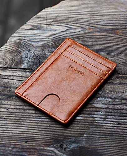 Buffway Slim Minimalist Front Pocket RFID Blocking Leather Wallets for Men and Women - Alaska Brown - color: Alaska Brown