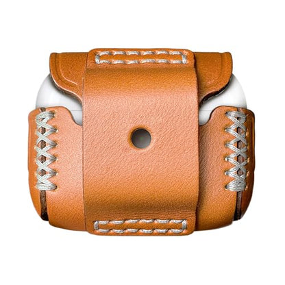 Genuine Leather AirPods Pro 3 Cover - Handcrafted Protective Case Anti-Lost Belt Loop Lanyard Ports with Cover Clip Holder, Compatible with Apple AirPods Pro 3 (Tan) - color: Tan