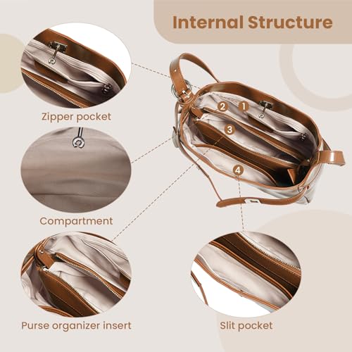 Genuine Leather Hobo Bag for Women, Slouchy tote Bags Purse Shoulder bag - color: S-brown