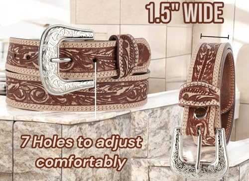 F&L CLASSIC mens Western full grain Leather belt Strap w/Snaps for Interchangeable Buckles, USA, - color: Brown 64, size: 34