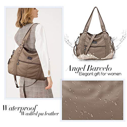 Angel Barcelo Purses for Women Soft PU Leather Shoulder Bag Crossbody Purse and Handbags - color: Apricot