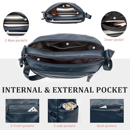 VOLGANIK ROCK Purses for Women Soft PU Leather Shoulder Bag Ladies Crossbody Purse and handbags Lightweight Pocketbook - color: Dark Blue-11.8"