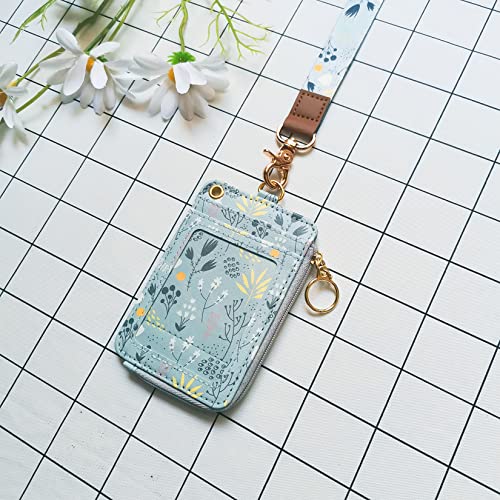 bolimoss Lanyard with Wallet,Zip ID Case with Lanyard,Lanyard Badge Holder,Lanyard Wallet for Women,Fashion Lanyard Wallet, ID Case Wallet with Lanyard（ Light Blue Gray ） - color: Light Blue Gray