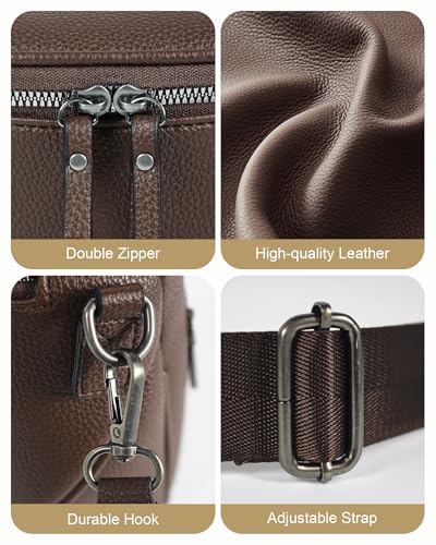 Crossbody Bags for Women, Large Vegan Leather Trendy Bum Bag - color: Chocolate Brown