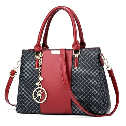 Purse and Handbags for Women, 3 Zip Compartments Tote Bag Designer Shoulder Purse Top Handle Satchel Bags - color: Ikk-dark Red